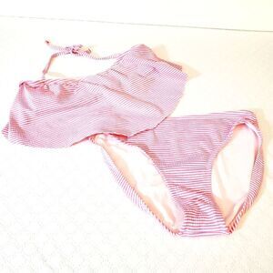 Cat & Jack White and Pink Striped Swimset Size 14-16 ( Girls )